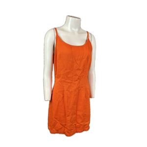 Vintage 1990s Bright Orange Cotton Sleeveless Short Dress / Medium